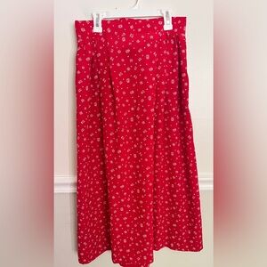 Vintage Patterned Red Skirt with pockets, size small